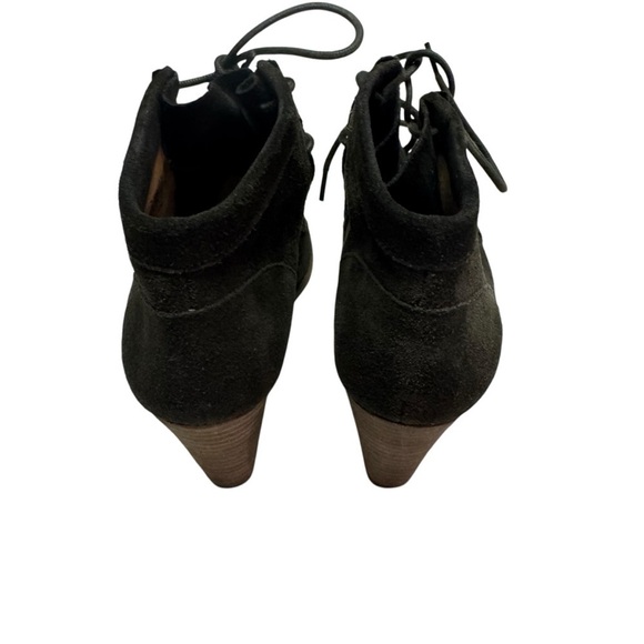 Women’s 7.5M. Lucky Brand Ysabel Booties Green Suede Leather Wedge Ankle Boots - Picture 6 of 8